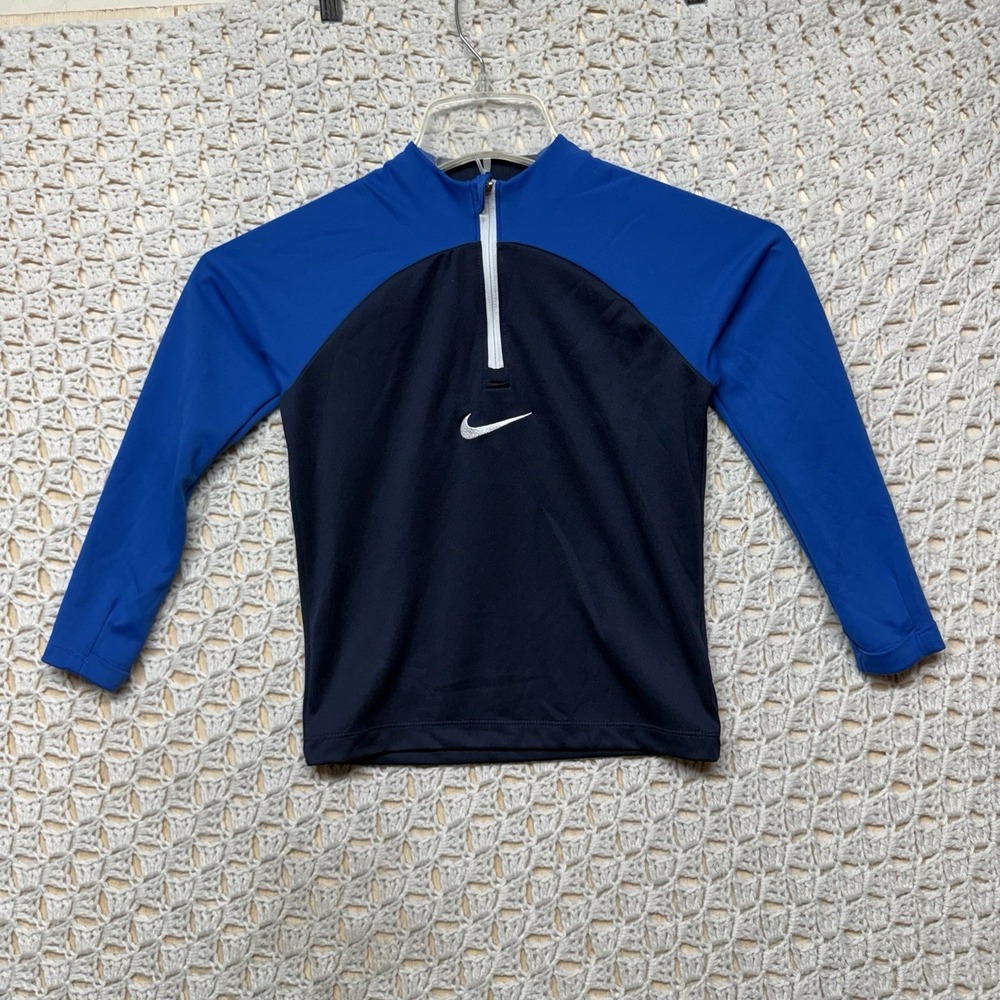 Nike Dri-Fit Academy Pro Drill Soccer Top Youth Sz XS Blue Black 1/4 Zip DH9280